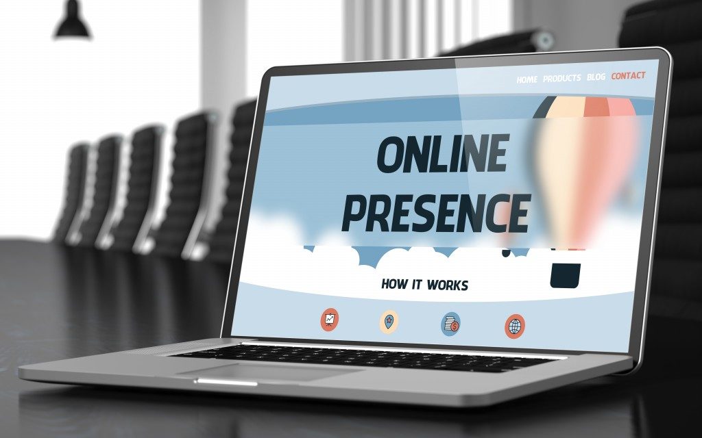 online presence on laptop screen
