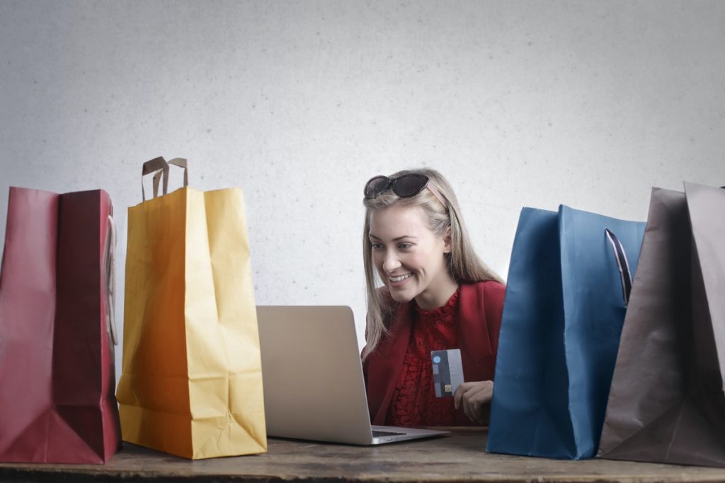Woman making purchases through ecommerce